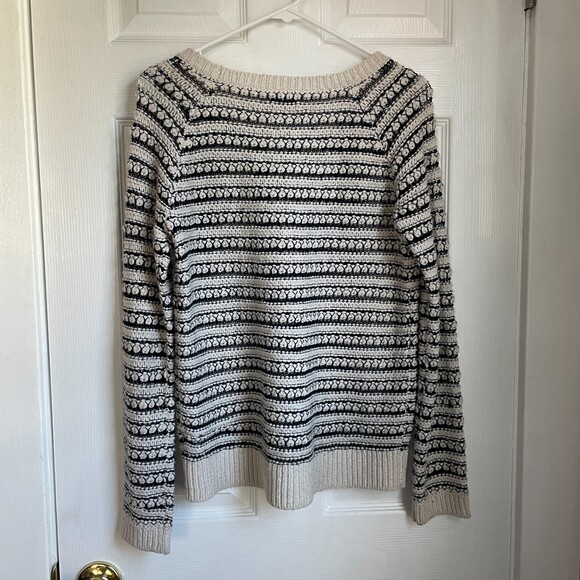 Splendid Hudson Stitch Stripe Pullover Cream Navy sweater - Picture 8 of 11
